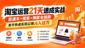 （20125期）淘宝运营21天速成实战(更新8月)，直通车+搜索+爆款全链路，新手快速实现店铺月入过万