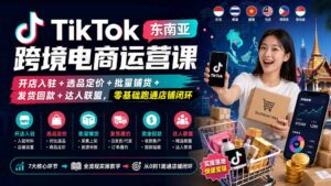 （20059期）TikTok东南亚跨境电商运营课：开店入驻+选品定价+批量铺货+发货回款+达人联盟，零基础跑通店铺闭环