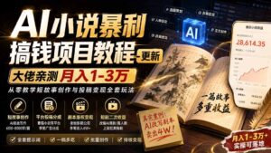 (20044期)AI小说暴利搞钱项目教程-更新,大佬亲测月入1-3万,从零教学短故事创作与投稿变现全套玩法