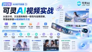 （20136期）2026可灵AI视频实战-4小时干货课：从提示词、文生图到角色一致性与运镜剪辑，零基础掌握AI视频制作方法