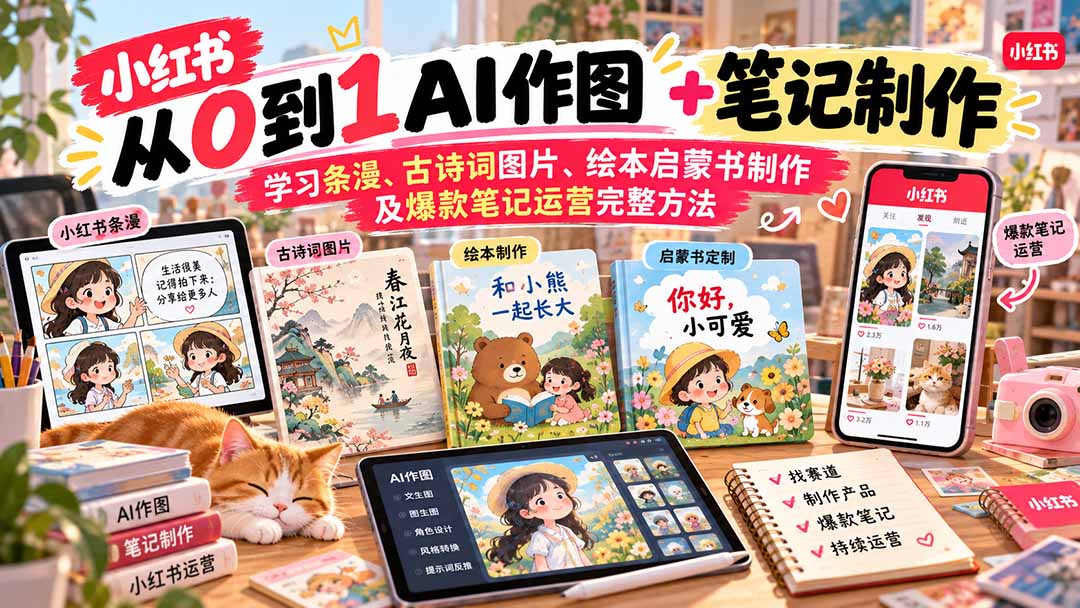 2026小红书AI内容创作从0到1:学习条漫、古诗词图片、绘本启蒙书制作及爆款笔记运营完整方法 2026小红书AI内容创作从0到1:学习条漫、古诗词图片、绘本启蒙书制作及爆款笔记运营完整方法