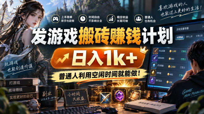 （20498期）游戏搬砖賺钱规划 ，日入千元，可批量矩阵操作适于新手小白！