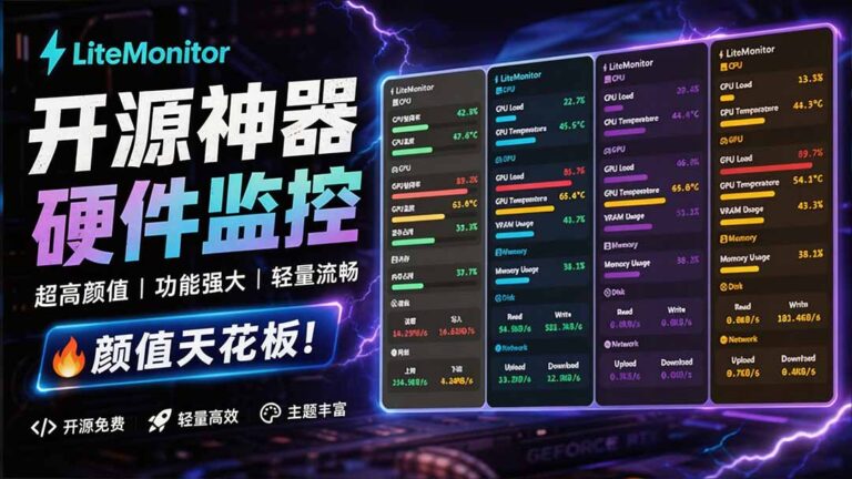 （20245期）Github超过3.3K Stars！电脑桌面硬件监控工具，界面好看又好用，实时CPU/GPU/网速实时显示 LiteMonitor