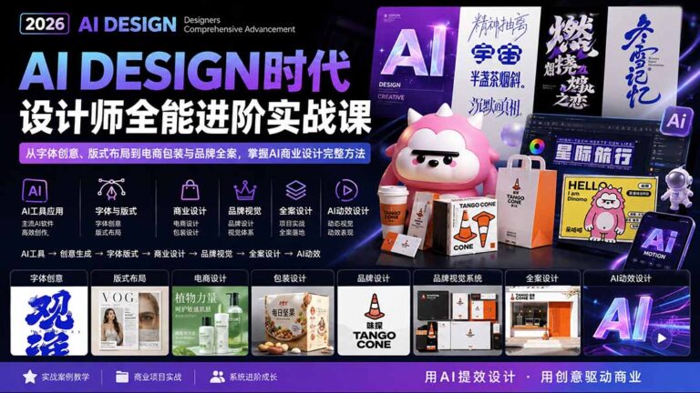 （20195期）2026AI DESIGN时代设计师全能进阶实战课：从字体创意、版式布局到电商包装与品牌全案，掌握AI商业设计完整方法