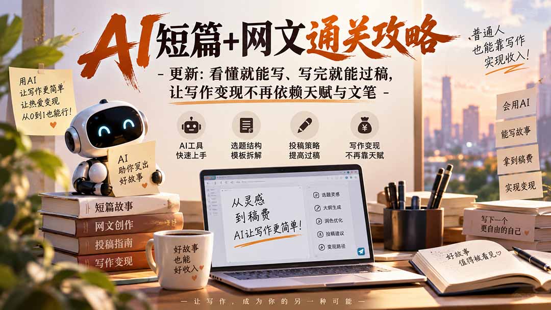 AI短篇+网文通关攻略-更新1009:看懂就能写、写完就能过稿,让写作变现不再依赖天赋与文笔 AI短篇+网文通关攻略-更新1009:看懂就能写、写完就能过稿,让写作变现不再依赖天赋与文笔