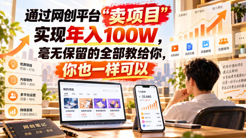 通过网创平台“卖项目”实现年入百万，毫无保留的全部教给你！