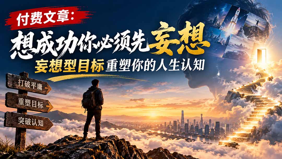 付费文章:想成功你必须先妄想,妄想型目标重塑你的人生认知 付费文章:想成功你必须先妄想,妄想型目标重塑你的人生认知