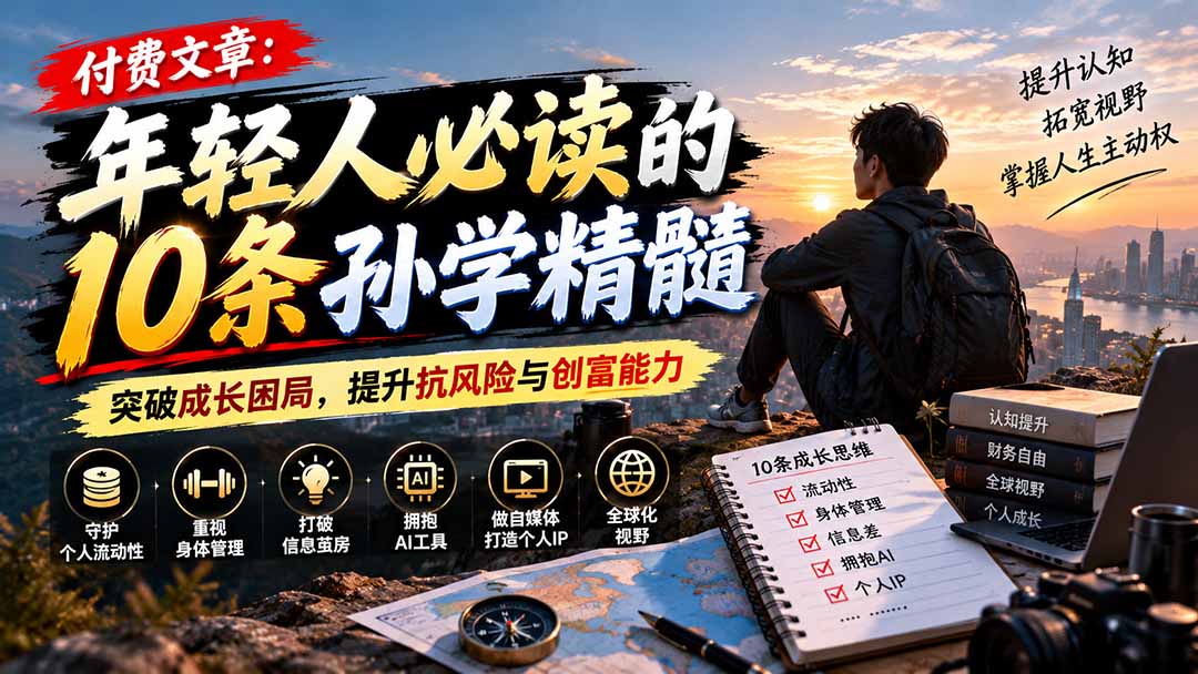 付费文章:年轻人必读的10条孙学精髓,突破成长困局,提升抗风险与创富能力 付费文章:年轻人必读的10条孙学精髓,突破成长困局,提升抗风险与创富能力