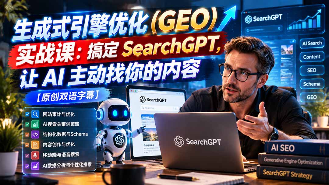 生成式引擎优化（GEO）实战课：搞定 SearchGPT，让 AI 主动找你的内容【原创双语字幕】